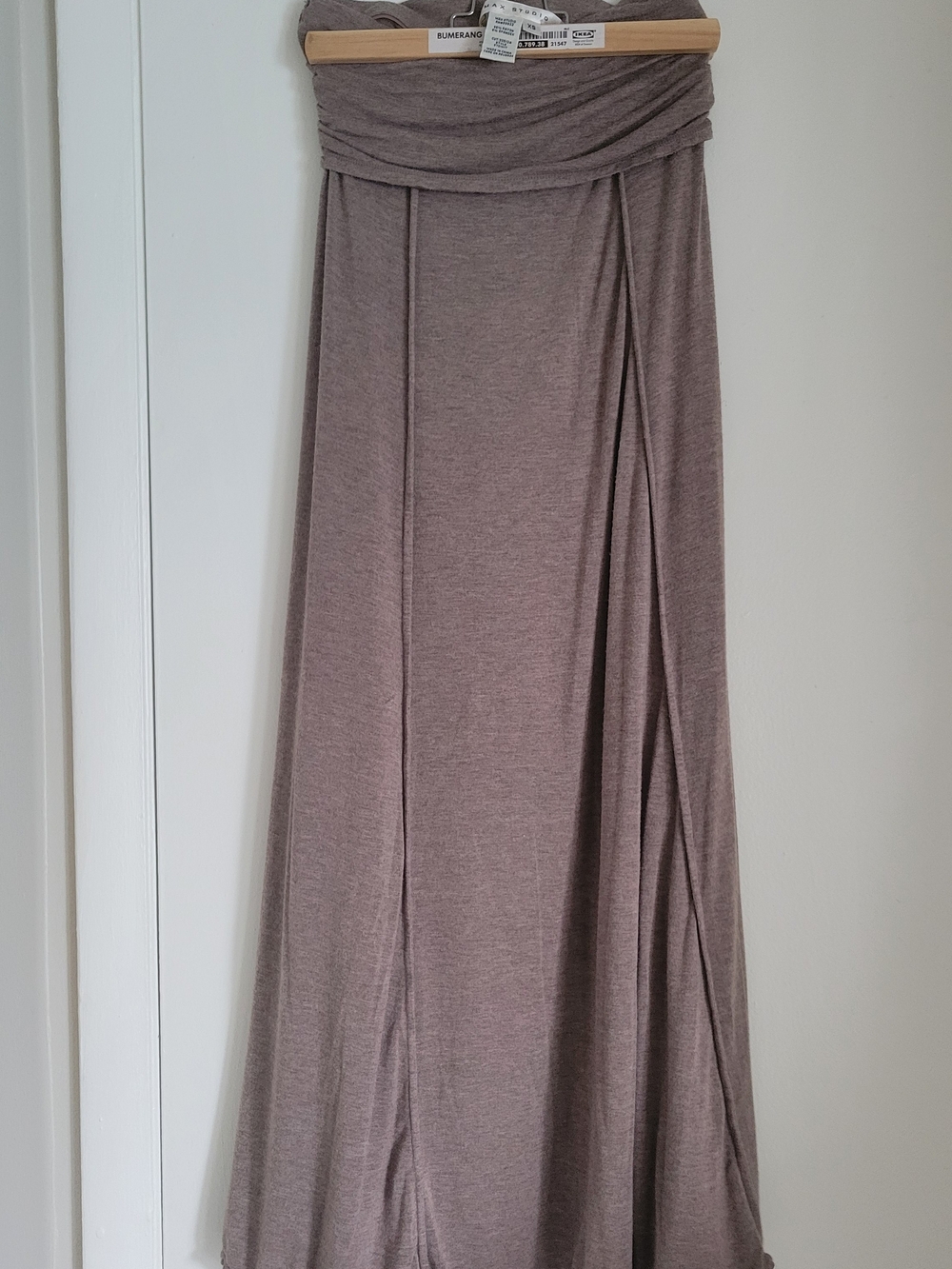 Max Studio Taupe Fold-Over Waist Maxi Skirt